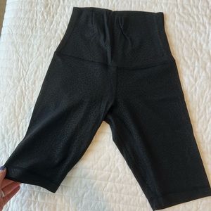 Lululemon Black Patterned Biker Shorts, Size 4